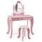 Costway Kid Vanity Table Stool Set with Adjustable Mirror Storage Drawer Makeup Pink